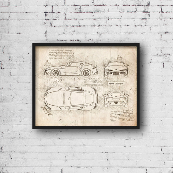 Toyota GR Supra (2020-Present) da Vinci Sketch Art Print (#963)