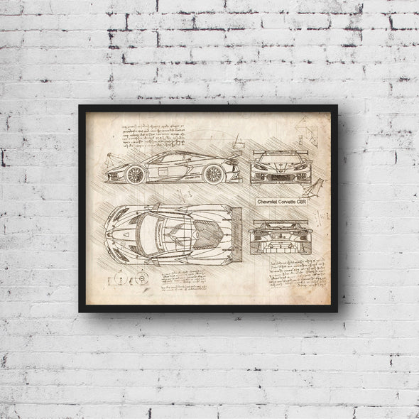 Chevrolet Corvette C8R (2019-Present) da Vinci Sketch Art Print (#859)