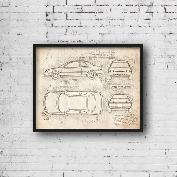 Dodge Neon Coupe (1995-98) da Vinci Sketch Art Print (#896)