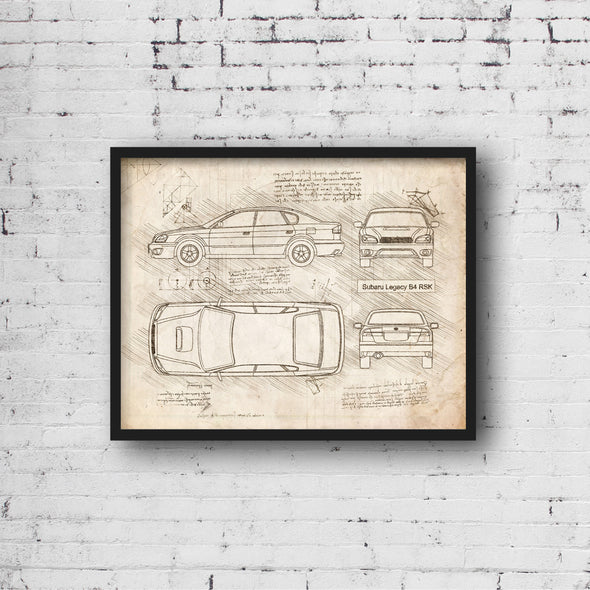 Subaru Legacy B4 RSK (2001) da Vinci Sketch Art Print (#930)