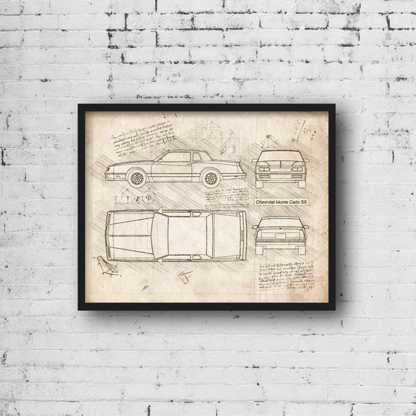 Chevrolet Monte Carlo SS (1981-88) da Vinci Sketch Art Print (#943)