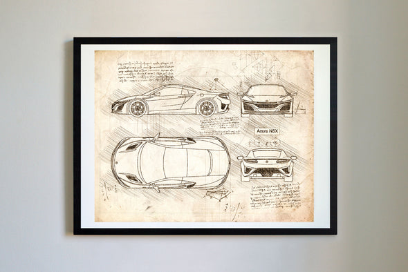 Acura NSX (2016-Present) da Vinci Sketch Art Print (#797)