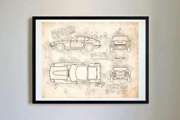 Datsun 240Z (1969-78) da Vinci Sketch Art Print (#382)