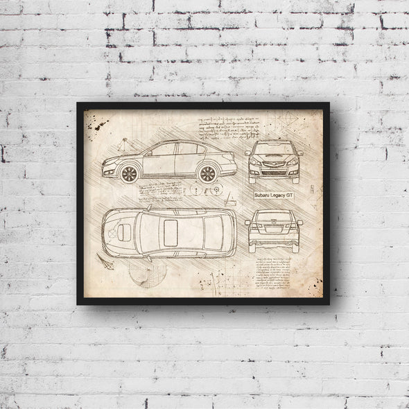 Subaru Legacy GT (2010-14) da Vinci Sketch Art Print (#928)