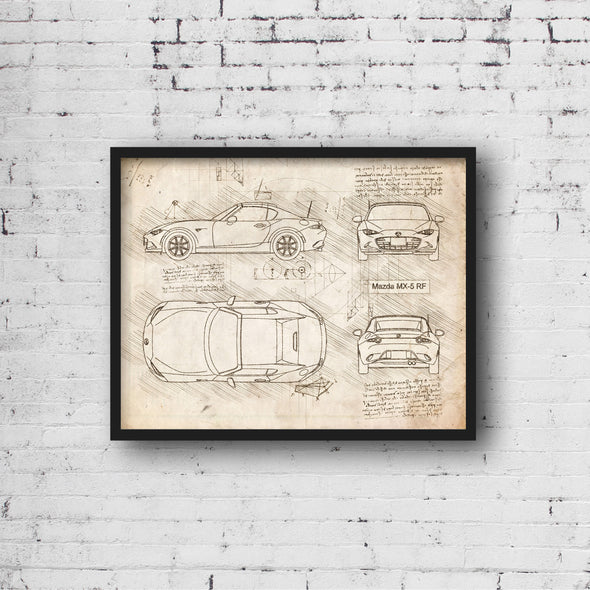 Mazda MX-5 RF (2016-Present) da Vinci Sketch Art Print (#942)