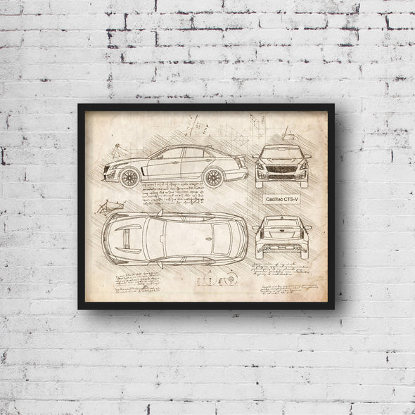 Cadillac CTS-V (2016-2019) da Vinci Sketch Art Print (#996)