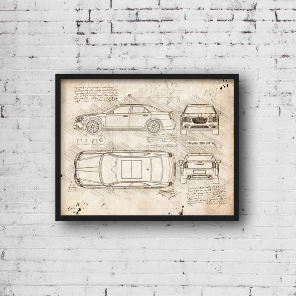 Chrysler 300 SRT8 (2012-14) da Vinci Sketch Art Print (#917)