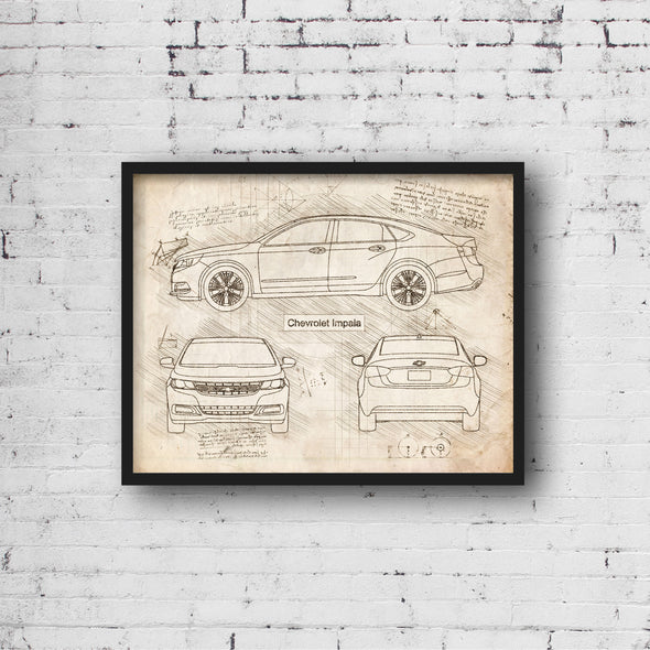 Chevrolet Impala (2014-Present) da Vinci Sketch Art Print (#898)