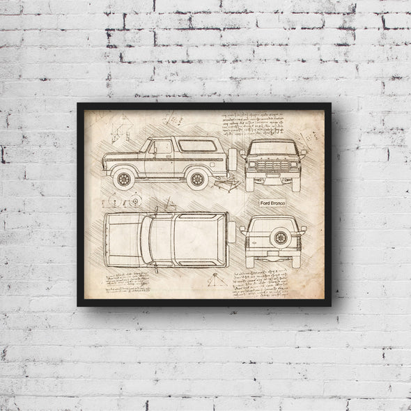 Ford Bronco (1978-79) da Vinci Sketch Art Print (#964)