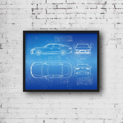 Audi RS7 Sportback (2019 - present) Sketch Art Print - Sketch Style, Blue Print Poster, Spyder Car, Audi RS 7 Poster (P811)