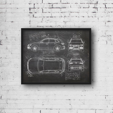 Audi SQ5 (2015 - present) Sketch Art Print - Sketch Style, Blue Print Poster, Spyder Car, Audi Art, Audi SQ Poster (P726)