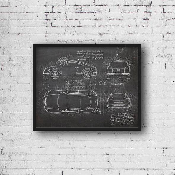 Audi TT Coupe (1998 - 06) Sketch Art Print - Sketch Style, Blue Print Poster, Spyder Car, Audi Art, Audi Coupe Poster (P661)