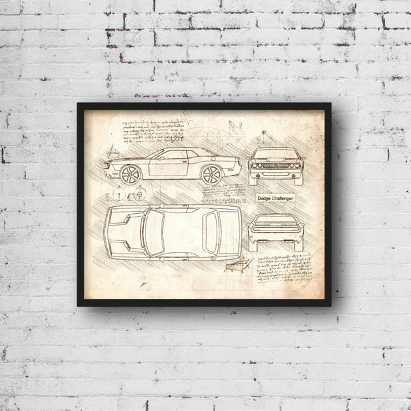 Dodge Challenger (2008 - 15) Sketch Art Print - Sketch Style, Car Patent, Car Art, Patent Print, Blueprint Poster (#P664)
