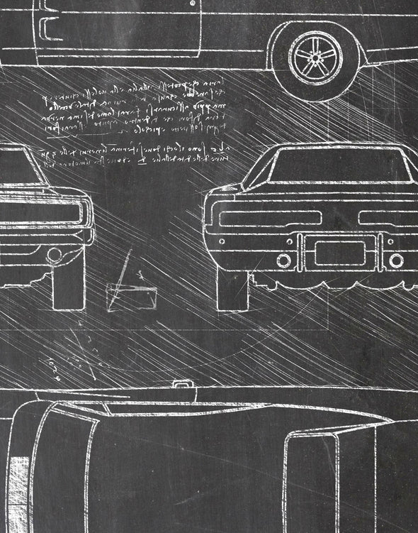 Dodge Charger (1969) Sketch Art Print - Sketch Style, Car Patent, Patent, Blueprint Poster, Car Blue Print Art (P603)