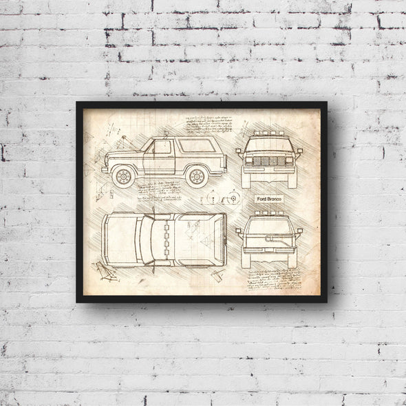 Ford Bronco (1984 - 90) Sketch Art Print - Sketch Style, Car Patent, Patent, Blueprint Poster, BluePrint, Bronco Car Art (P430)