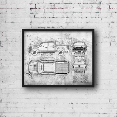 Ford F-150 Raptor Super CrewCab (2016) Sketch Art Print - Sketch Style ...