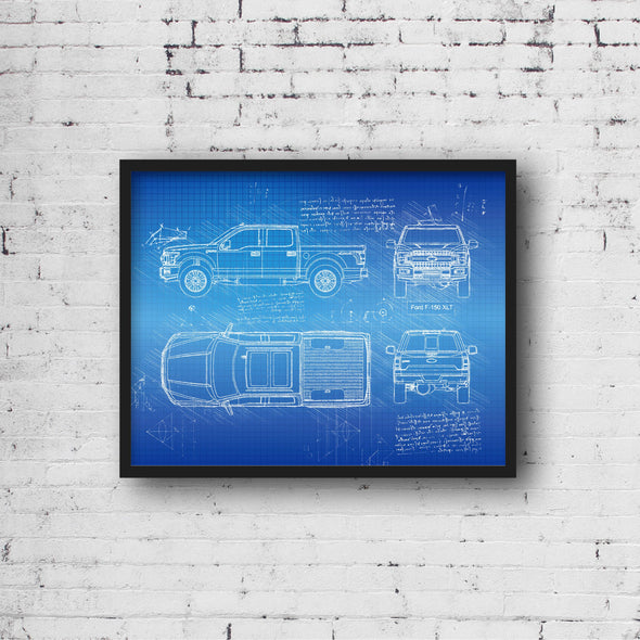 Ford F-150 XLT (2017) Sketch Art Print - Sketch Style, Car Patent, Blueprint Poster, BluePrint, Pickup Truck, Pick Up Art (P431)