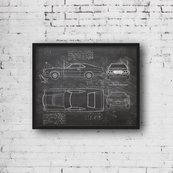 Ford Gran Torino (1972) Sketch Art Print - Sketch Style, Car Patent, Blueprint Poster, BluePrint, Gran Torino Art (P265)