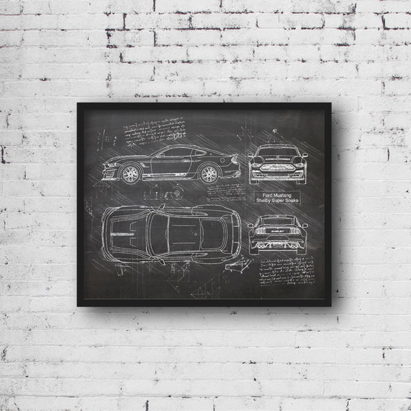 Ford Mustang Shelby Super Snake (2018) Sketch Art Print - Sketch Style, Car Patent, Blueprint Poster, Car Blue Print Art (P434)