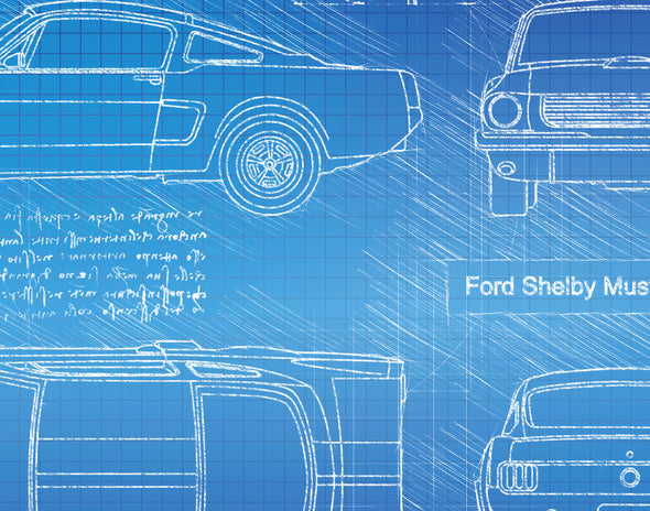 Ford Shelby Mustang GT350H (1965 - 66) Sketch Art Print - Sketch Style, Car Patent, Blueprint Poster, BluePrint, Shelby Art (P536)