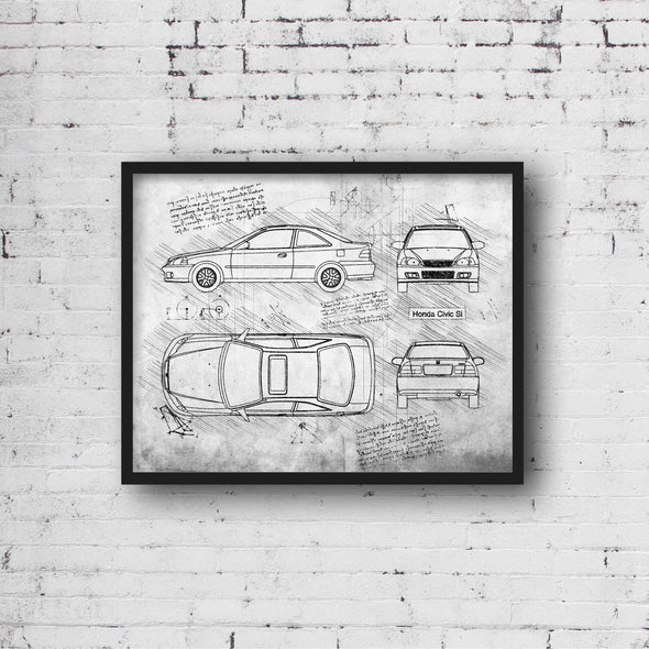 Honda Civic Si Coupe (2012 - 15) Sketch Art Print - Sketch Style, Car Patent, Blueprint Poster, Civic Si Car (P705)