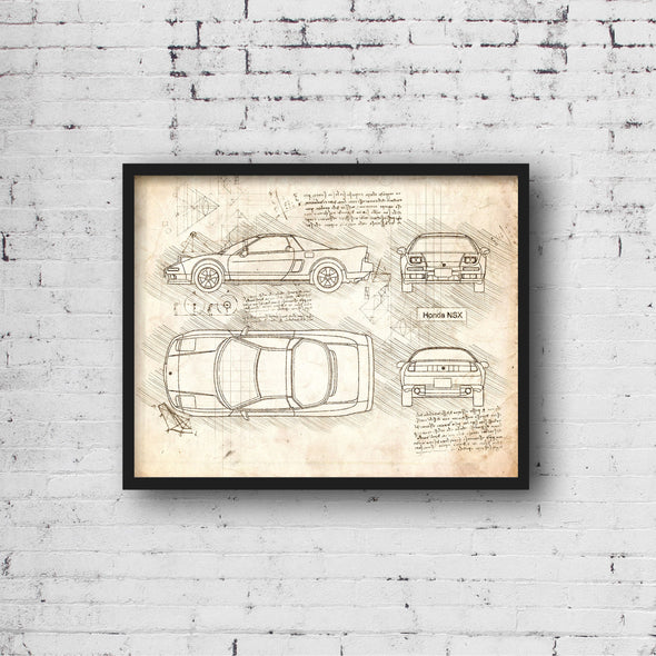 Honda NSX (1990 - 05) Sketch Art Print - Sketch Style, Car Patent, Blueprint Poster, NSX Car, NSX Poster Print, Honda Art (P683)