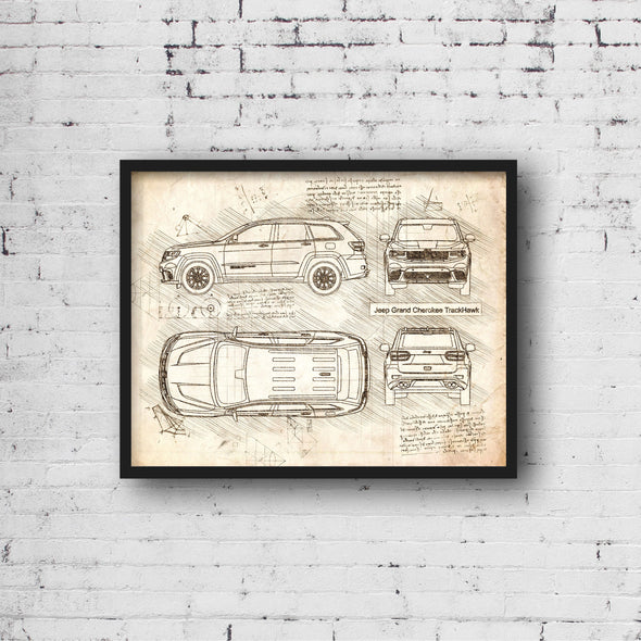 Jeep Grand Cherokee TrackHawk (2017) Sketch Art Print - Sketch Style, Car Patent, Blueprint Poster, Blue Print, Track Hawk (P366)