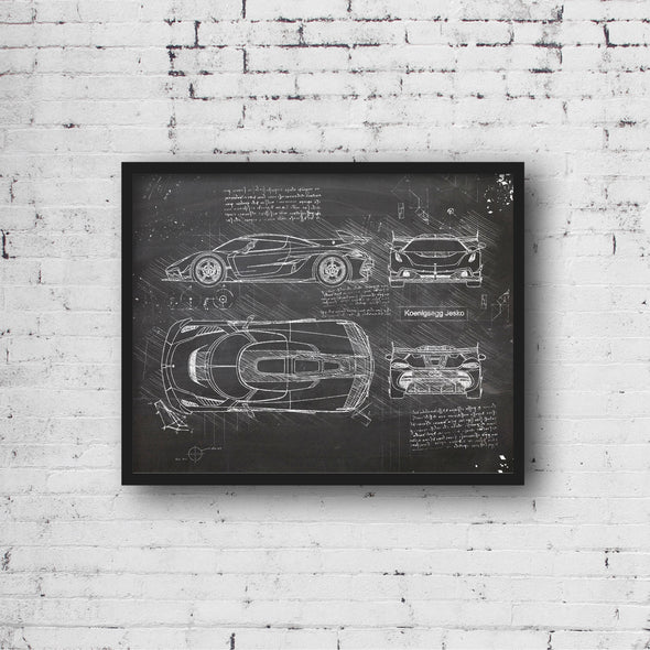 Koenigsegg Jesko (2019) Sketch Art Print - Sketch Style, Car Patent, Patent, Blueprint Poster, Blue Print, Jesko Car Art (P758)