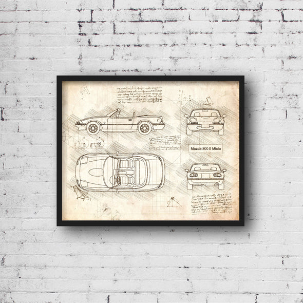 Mazda MX-5 Miata (1989) Sketch Art Print - Sketch Style, Car Patent, Patent, Blueprint Poster, Car Blue Print, MX 5, MX5 (P334)