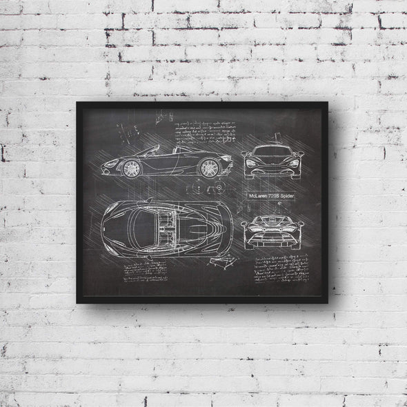 McLaren 720S Spider (2019 - present) Sketch Art Print - Sketch Style, Car Patent, Patent, Blue Print Poster, McLaren Cars (P733)