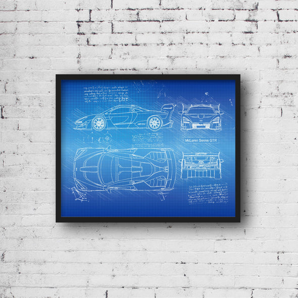 McLaren Senna GTR (2019) Sketch Art Print - Sketch Style, Car Patent, Patent, Blueprint Poster, Blue Print, McLaren Cars (P800)