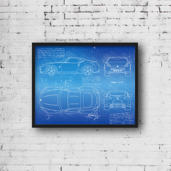 Nissan 370Z (2008) Sketch Art Print - Sketch Style, Car Patent, Blueprint Poster, Blue Print, 370 Z Poster Print (P326)
