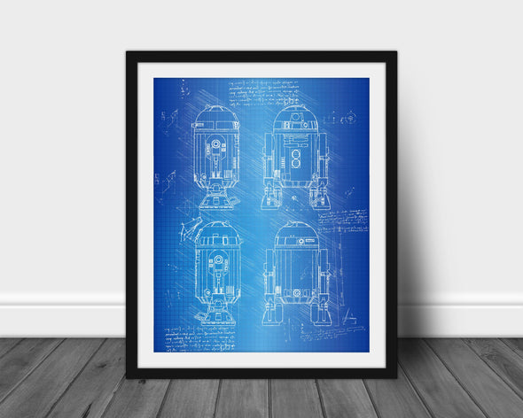 Star Wars R2D2 Art Print - daVinci Style, Wall Art, Star Wars Poster, Patent Print, Leonardo daVinci, Blue Print, R2D2 Poster (#P276)
