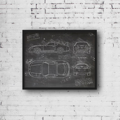 Toyota Supra (1992 - 02) Sketch Art Print - Sketch Style, Car Patent, Blueprint Poster, Blue Print, Supra Car Art (P312)