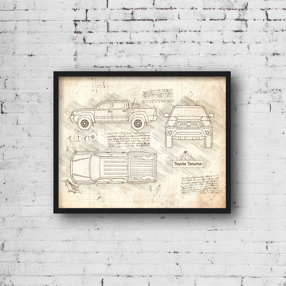 Toyota Tacoma Double Cab (2004 - 15) Sketch Art Print - Sketch Style, Car Patent, Blue Print Poster, Tundra Truck Art (P586)