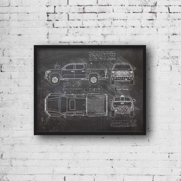 Toyota Tacoma Double Cab (2015 - present) Sketch Art Print - Sketch Style, Car Patent, Blue Print Poster, Tunda Truck Art (P834)
