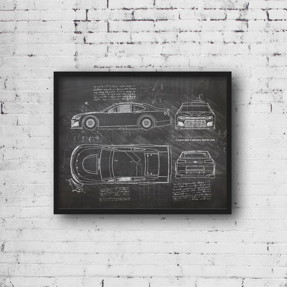 Chevrolet Camaro NASCAR (2018) Sketch Art Print - Sketch Style, Car Patent, Blueprint Poster, Blue Print, Race Car Poster (P527)