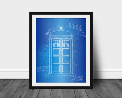 Doctor Who Tardis Art Print - daVinci Style, Wall Art, Dr Who Art, Patent Print, Time Travel, Time and Relative Dimension In Space (#P356)