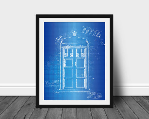 Doctor Who Tardis Art Print - daVinci Style, Wall Art, Dr Who Art, Patent Print, Time Travel, Time and Relative Dimension In Space (#P356)