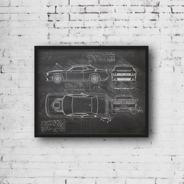 Dodge Challenger SXT (2015) Sketch Art Print - Sketch Style, Car Patent, Patent, Blueprint Poster, Blue Print, SXT Car (#P644)