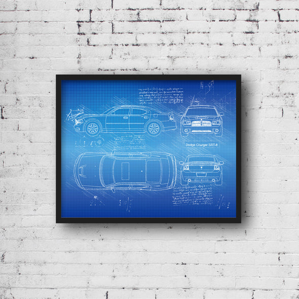 Dodge Charger SRT-8 (2006 - 12) Sketch Art Print - Sketch Style, Car Patent, Patent, Blueprint Poster, Car Blue Print Art (P666)