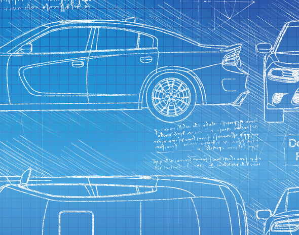 Dodge Dart Charger RT Daytona (2017) Sketch Art Print - Sketch Style, Car Patent, Patent, Blueprint Poster, BluePrint (P754)