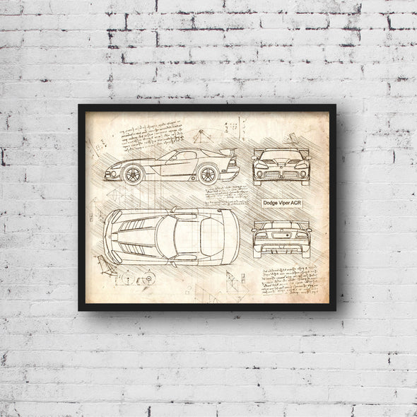 Dodge Viper ACR (2008) Sketch Art Print - Sketch Style, Car Patent, Patent, Blueprint Poster, Blue Print, Viper Art, Vipers (P395)
