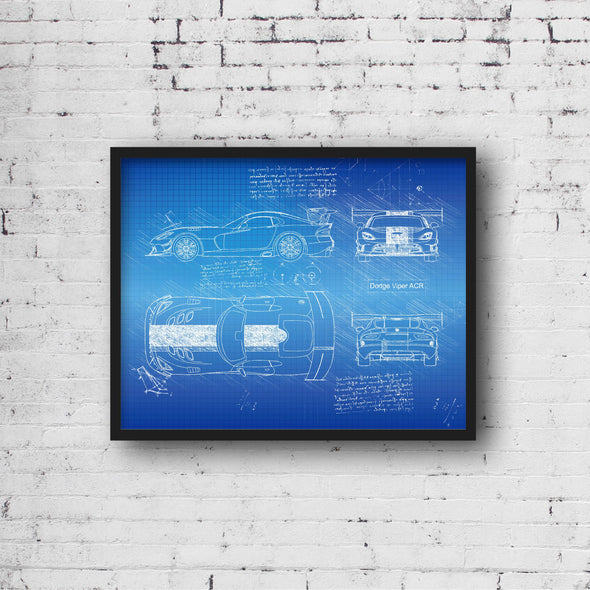 Dodge Viper ACR (2016) Sketch Art Print - Sketch Style, Car Patent, Patent, Blueprint Poster, Blue Print, Viper Art, Vipers (P216)