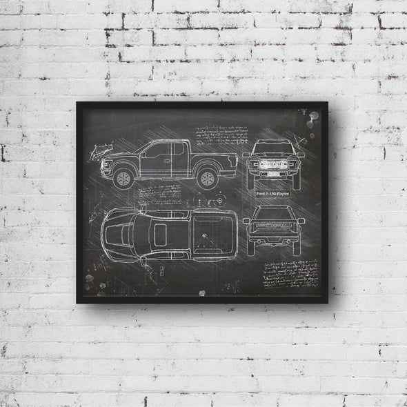 Ford F-150 Raptor (2016) Sketch Art Print - Sketch Style, Car Patent, Blueprint Poster, BluePrint, Raptor Truck, Pickup (P264)