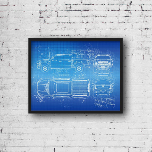 Ford F-150 Raptor Super CrewCab (2016) Sketch Art Print - Sketch Style, Car Patent, Patent, Blueprints, Truck Blue Print (#P543)