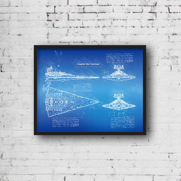 Imperial Star Destroyer Art Print - daVinci Style, Wall Art, Star Wars Poster, Patent Print, Leonardo daVinci, Patent Print (#P139)