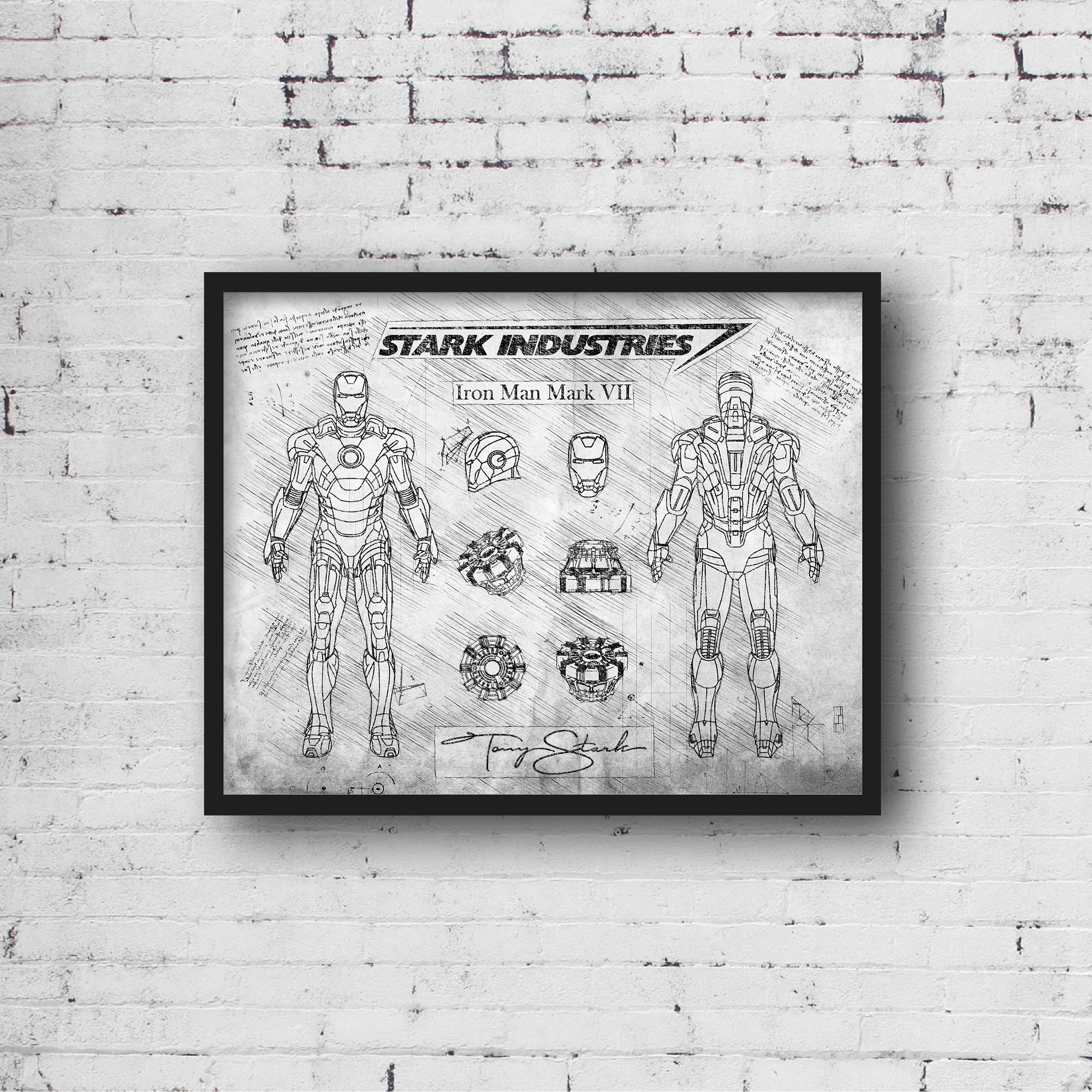 blueprint helmet iron man Iron Man Mark VII Art Print