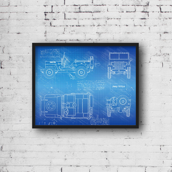 Jeep Willys (1942) Sketch Art Print - Sketch Style, Car Patent, Blueprint Poster, BluePrint, Willys Truck Poster (P253)
