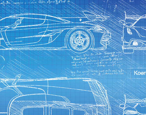 Koenigsegg Jesko (2019) Sketch Art Print - Sketch Style, Car Patent, Patent, Blueprint Poster, Blue Print, Jesko Car Art (P758)